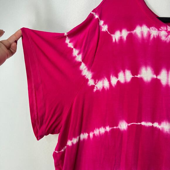 Torrid Super Soft Knits Pink Short Sleeve T-Shirt in Tie Dye Size 5X - Picture 3 of 8